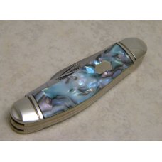 Bulldog Brand Solingen Germany Abalone Sowbelly Stockman Knife with Peacock Etch in Box 1 of 100