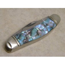 Bulldog Brand Solingen Germany Abalone Sowbelly Stockman Knife with Peacock Etch in Box 1 of 100