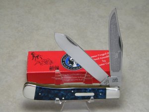 Bulldog Brand Solingen Germany 1995 Blue Velvet Large Display Trapper Knife with Etch in Box
