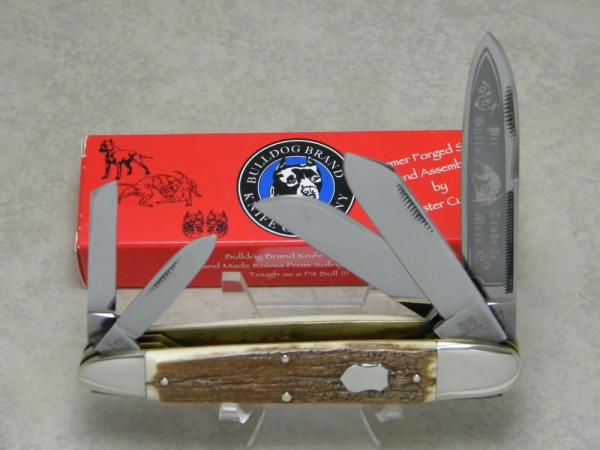 Bulldog Brand Germany Mastodon Bark Ivory 5 Blade Anglo Saxon Whittler Knife in Box 1 of 11 Bulldog Brand Germany Mastodon Bark Ivory 5 Blade Anglo Saxon Whittler Knife in Box 1 of 11