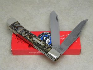 Bulldog Brand Solingen Germany 1995 Caramel Swirl Large Display Trapper Knife with Etch in Box