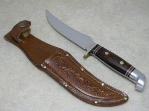 Western USA W39 D Wood Fixed Blade Hunting Sheath Knife c.1980