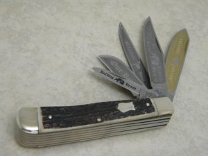 Bulldog Brand Solingen Germany Genuine Stag 20 Year Anniversary 5 Blade Trapper Knife in Box c.1998