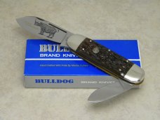 Bulldog Brand Germany Deep Jigged Bone Black Rhinoceros Elephant Toe Knife in Box c.1995 Bulldog Brand Germany Deep Jigged Bone Black Rhinoceros Elephant Toe Knife in Box c.1995