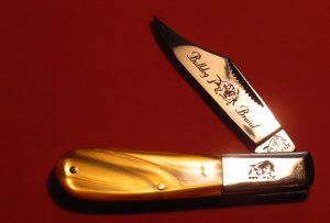 Bulldog Brand "HAND MADE" Barlow Pocket Knife with Honey/Molasses Swirl Colored Handles  - Nice One!