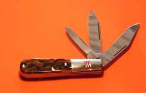 J A Henckels 3 Blade "Hand Forged" Barlow (HK-26-T) with Unusual Faux Multi Brown Tone Handles -NOS