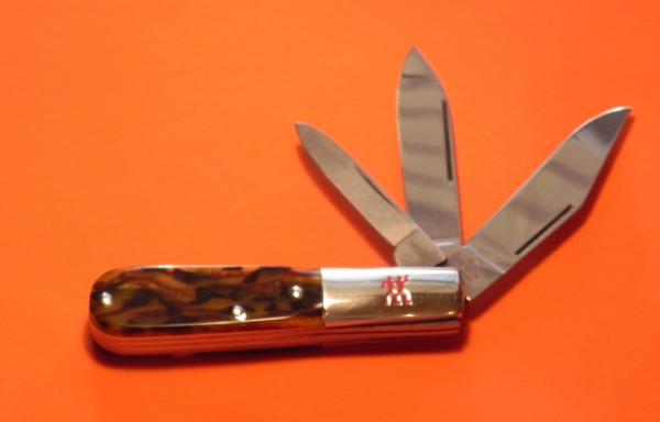 J A Henckels 3 Blade "Hand Forged" Barlow (HK-26-T) with Unusual Faux Multi Brown Tone Handles -NOS J A Henckels 3 Blade "Hand Forged" Barlow (HK-26-T) with Unusual Faux Multi Brown Tone Handles -NOS