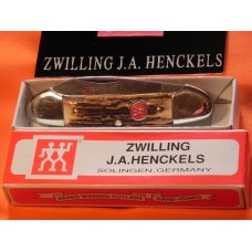Vintage J A Henckels 2 Blade Canoe w/ Great Gnarly Stag Handles & Blade Etch - M/NM -NICE ONE! Vintage J A Henckels 2 Blade Canoe w/ Great Gnarly Stag Handles & Blade Etch - M/NM -NICE ONE!