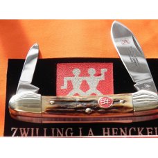 Vintage J A Henckels 2 Blade Canoe w/ Great Gnarly Stag Handles & Blade Etch - M/NM -NICE ONE! Vintage J A Henckels 2 Blade Canoe w/ Great Gnarly Stag Handles & Blade Etch - M/NM -NICE ONE!