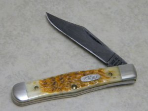 Case XX Bradford PA USA 1990 ROG6125 1/2 D Rogers Bone Damascus Little Coke Bottle Knife