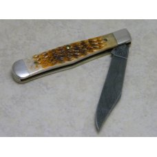 Case XX Bradford PA USA 1990 ROG6125 1/2 D Rogers Bone Damascus Little Coke Bottle Knife Case XX Bradford PA USA 1990 ROG6125 1/2 D Rogers Bone Damascus Little Coke Bottle Knife