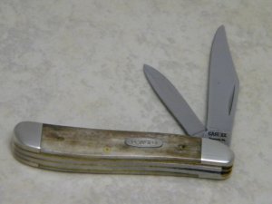 Case XX Bradford PA USA 1993 Appaloosa Bone A6220 SS Peanut Knife