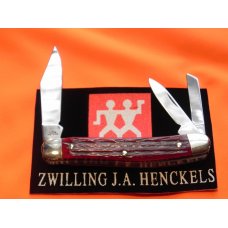 Vint J A Henckels Whitter, HK-7-B Pocket Knife w Nice Dark Red Pick-bone Handles & Frost Blade Etch Vint J A Henckels Whitter, HK-7-B Pocket Knife w Nice Dark Red Pick-bone Handles & Frost Blade Etch