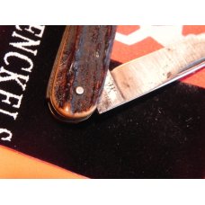 Early 1900s J A Henckels 2 Blade Pen Pocket Knife with Pocket Worn Smooth Black Stag Handles Early 1900s J A Henckels 2 Blade Pen Pocket Knife with Pocket Worn Smooth Black Stag Handles