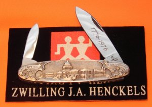 Vintage J A Henckels 2 Blade Gents Pocket knife w/ Wash DC & NY City on Reverse -Limited Edition