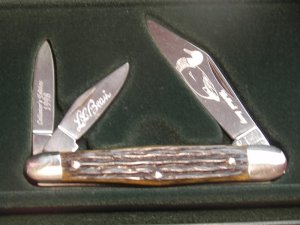 Vintage Boker Whittler Pocket Knife w Green Bone Handles & L.L. Bean Blade Etch +Boker Box  -NOS