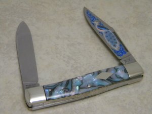 Bulldog Brand Solingen Germany Abalone Moose Knife with Peacock Etch 1 of 100