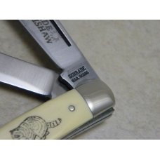 Schrade USA SC505 Raccoon Scrimshaw Delrin Stockman Knife c. 1980 Schrade USA SC505 Raccoon Scrimshaw Delrin Stockman Knife c. 1980