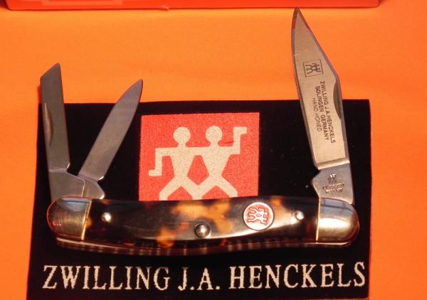 J A Henckels HK-7-T Whitter PocketKnife w Faux Tortoise Shell Handles &Frost Blade Etch -Hand Honed J A Henckels HK-7-T Whitter PocketKnife w Faux Tortoise Shell Handles &Frost Blade Etch -Hand Honed
