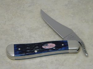 Case XX USA 2003 Blue Bone 61953 L SS Russlock Knife with American Flag Shield
