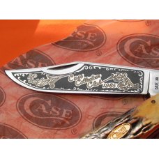 Vint 1985 Case XX Collectors Club Large Coke Bottle Knife w STAG Handles and Blade Etch -MDL#C51050 Vint 1985 Case XX Collectors Club Large Coke Bottle Knife w STAG Handles and Blade Etch -MDL#C51050
