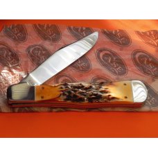 Vint 1985 Case XX Collectors Club Large Coke Bottle Knife w STAG Handles and Blade Etch -MDL#C51050 Vint 1985 Case XX Collectors Club Large Coke Bottle Knife w STAG Handles and Blade Etch -MDL#C51050