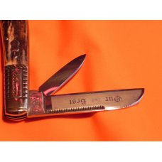 Vint Bulldog Brand HAND MADE, 2 Blade "Our Best" Tobacco Barlow w/ Fantastic Deer Stag Handles Vint Bulldog Brand HAND MADE, 2 Blade "Our Best" Tobacco Barlow w/ Fantastic Deer Stag Handles