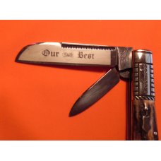 Vint Bulldog Brand HAND MADE, 2 Blade "Our Best" Tobacco Barlow w/ Fantastic Deer Stag Handles Vint Bulldog Brand HAND MADE, 2 Blade "Our Best" Tobacco Barlow w/ Fantastic Deer Stag Handles