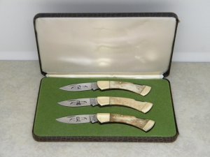 Parker Cut Co Japan Bone Lockback Knife Set Gunfighters Series I The Earps - Wyatt Virgil and Morgan