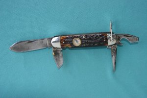 Cattaraugus scout knife with Compass Bone handles faint etch