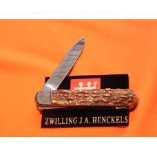 Vintage J A Henckels Premium "ShowCase" Stag Handled Single LockBlade (Push Lever Lock) Pocket Knife Vintage J A Henckels Premium "ShowCase" Stag Handled Single LockBlade (Push Lever Lock) Pocket Knife