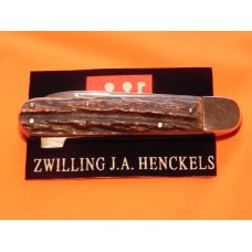 Vintage J A Henckels Premium "ShowCase" Stag Handled Single LockBlade (Push Lever Lock) Pocket Knife Vintage J A Henckels Premium "ShowCase" Stag Handled Single LockBlade (Push Lever Lock) Pocket Knife