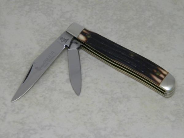 Queen # 14 Imitation Winterbottom Bone Peanut Knife "Q" Dagger Tang Stamp - Etched - C. 1984-1990 Queen # 14 Imitation Winterbottom Bone Peanut Knife "Q" Dagger Tang Stamp - Etched - C. 1984-1990