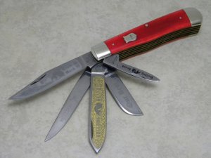 Bulldog Brand Solingen Germany Red Bone 20 Year Anniversary 5 Blade Trapper Knife in Box c.1998