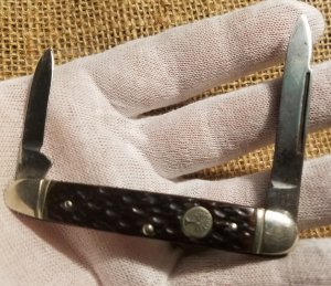 Circa 1950's-60 Boker USA 2 blade pocket knife with brown delrin scales. Great snap on both blades.