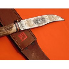 Vintage J A Henckels Presentation Hunting Knife (HK500) W Gold Scroll & Buck Blade Etch + Sheath&Box Vintage J A Henckels Presentation Hunting Knife (HK500) W Gold Scroll & Buck Blade Etch + Sheath&Box
