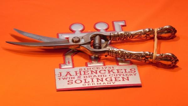 Vintage J A Henckels "Twinworks" Poultry Shears -Solingen Germany -Highly Detailed Floral Handles