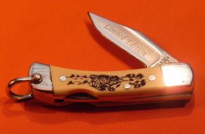Vintage Limited Edition Schrade Scrimshaw Small Single Blade LockBack Knife w/ a Frog -Mdl# 511SC
