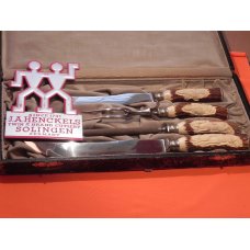 J A Henckels Carving Set Large Carving Knife Beef & Bird slicing knives & Fork -Stag Handles