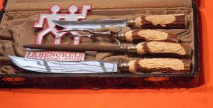 J A Henckels Carving Set Large Carving Knife Beef & Bird slicing knives & Fork -Stag Handles