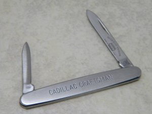 Schrade Walden NY USA Stainless "Cadillac Craftsman" Etched Razor Blade Stainless 2 Blade Pen Knife