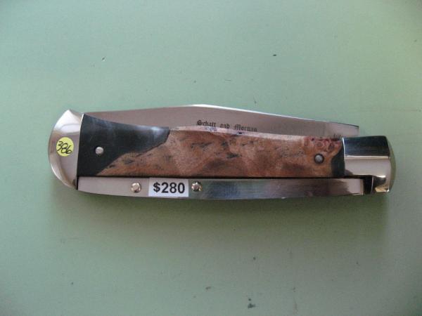 SCHATT & MORGAN #3 EXPRESS AUTO SILVER SHOCK WOOD CLIP POINT SCHATT & MORGAN #3 EXPRESS AUTO SILVER SHOCK WOOD CLIP POINT