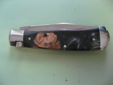 SCHATT & MORGAN #3 EXPRESS AUTO SILVER SHOCK WOOD CLIP POINT SCHATT & MORGAN #3 EXPRESS AUTO SILVER SHOCK WOOD CLIP POINT