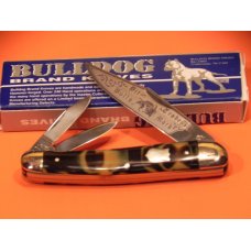 1993 Bulldog Brand Whittler Pocket Knife w Faux Tortoise Shell Handles & Frost Blade Etch 1993 Bulldog Brand Whittler Pocket Knife w Faux Tortoise Shell Handles & Frost Blade Etch