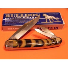 1993 Bulldog Brand Whittler Pocket Knife w Faux Tortoise Shell Handles & Frost Blade Etch 1993 Bulldog Brand Whittler Pocket Knife w Faux Tortoise Shell Handles & Frost Blade Etch