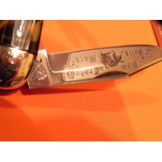 1993 Bulldog Brand Whittler Pocket Knife w Faux Tortoise Shell Handles & Frost Blade Etch 1993 Bulldog Brand Whittler Pocket Knife w Faux Tortoise Shell Handles & Frost Blade Etch