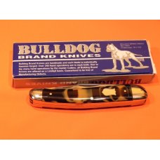 1993 Bulldog Brand Whittler Pocket Knife w Faux Tortoise Shell Handles & Frost Blade Etch 1993 Bulldog Brand Whittler Pocket Knife w Faux Tortoise Shell Handles & Frost Blade Etch