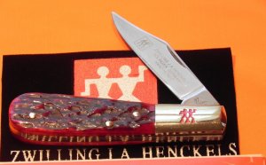 J A Henckels 2 Blade, Hand Forged Barlow (HK-14-B) with Premium Red Pick Bone Handles & Orig Box