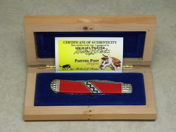 Case XX Custom Michael Prater Painted Pony Damascus Trapper Knife 2007 NIB Case XX Custom Michael Prater Painted Pony Damascus Trapper Knife 2007 NIB