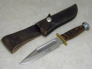 Bulldog Brand Laminated Wood Fixed Blade Bowie Sheath Knife